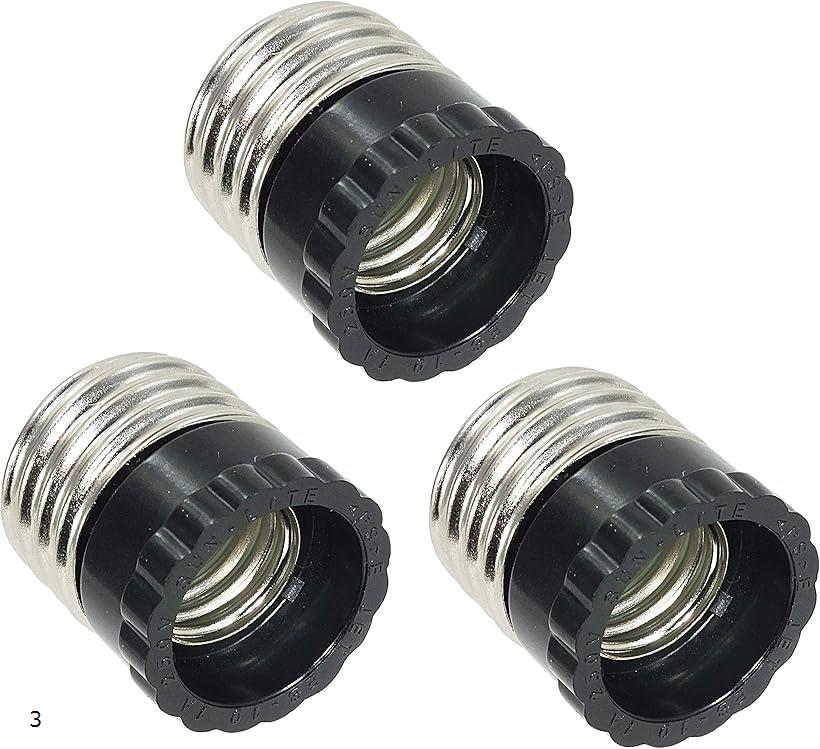 E26 to E17口金変換アダプタ、LED電球E17口金変換アダプタ、裸電球、電球ソケット 天井照明、ベークライト、電球なし (青銅色, 3個入り)