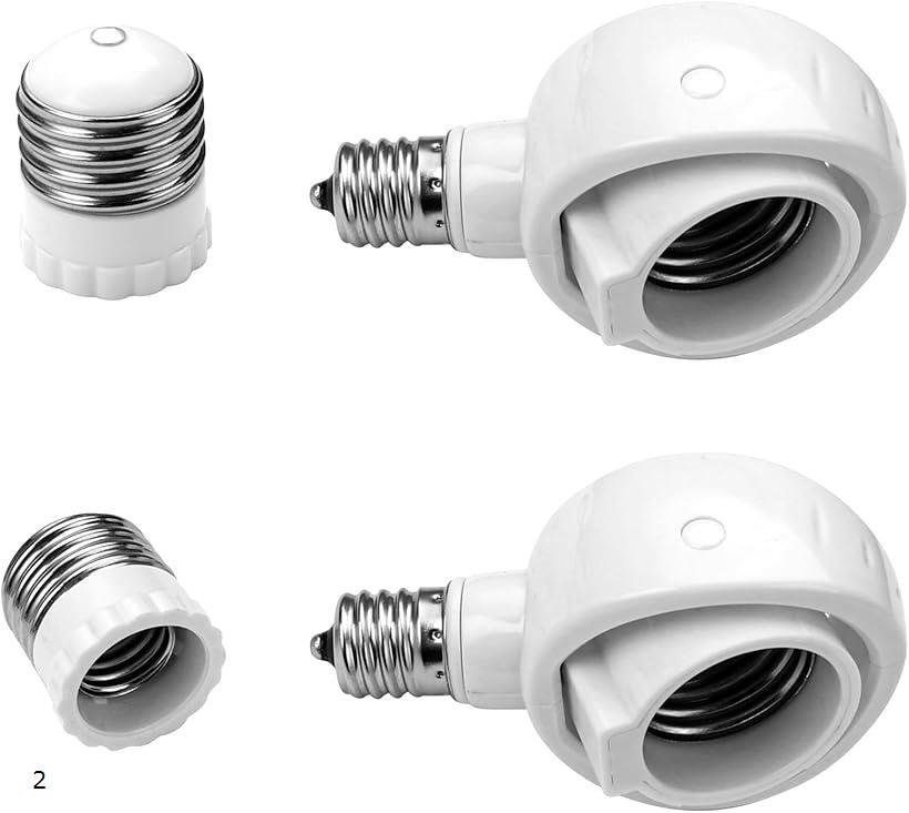 【楽天ランキング1位入賞】くみあわせがたE26＞E26 E17＞E17変換ソケット 可動 角度の可変式ソケット LED電球専用 斜め付けダウンライトに直下方向に取付可能 センサーが十分に展示されていて (白い, 2個セット)