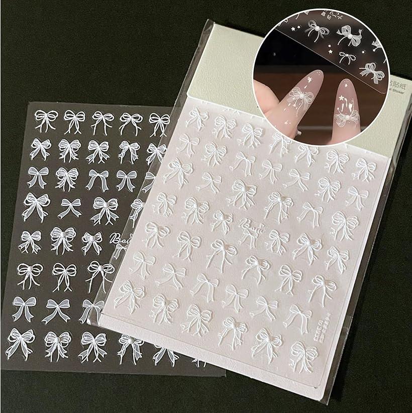 ネイルシール リボン レース パール 張るだけ ネイルパーツ ネイルチップ ネイルアート ジェルネイルシール デコパーツ 蝶々 細リボン セルフネイル ハンドメ...