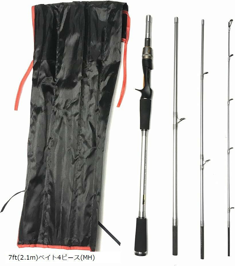 EVA 7フィート ベイトパックロッド 4ピース MH バス釣りロッド トラベルロッド シーバスロッド ロックフィッシュ (7ft(2.1m)ベイト4ピース(MH), 7ft(2.1m))