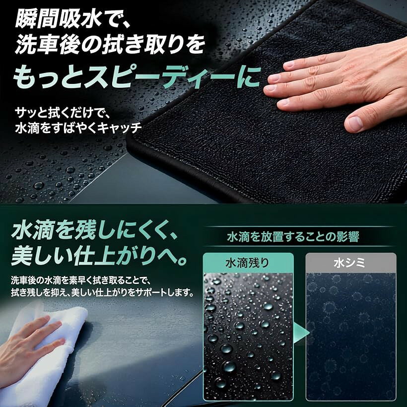 片面洗車タオル マイクロファイバー 極厚 超吸水 (1枚入り(60x90cm))