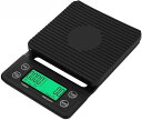 コーヒースケール キッチンスケール 5kg 0.1g単位 タイマー機能付き シリコンカバー付き 電池式 コンパクト(ブラック)