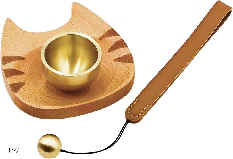 【楽天ランキング1位入賞】ペット 仏具 仏壇 ミニおりん 3点セット ねこ耳台座 りん棒 ペット供養 (ブ..