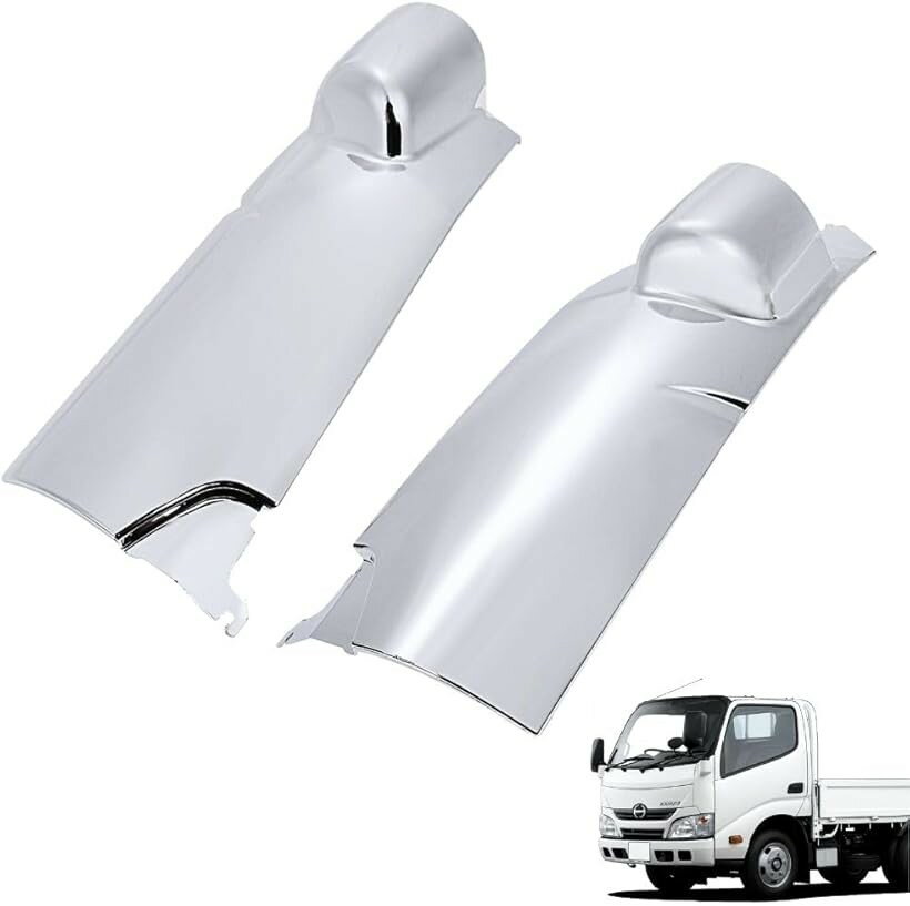 互換品 日野 エアループ デュトロ 標準キャブ ピラー有り車用 メッキ コーナーパネル 左右セット トヨタ ダイナ トヨエース対応 フロントサイド クローム (シルバー)