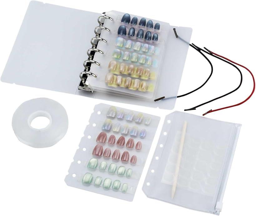 【楽天ランキング1位入賞】ネイルチップ収納 ミニタイプ 最大12セット収納可能 ネイルチップ保管 アクリルフォーム両面テープとスライドジッパーバッグ付き (クリ...