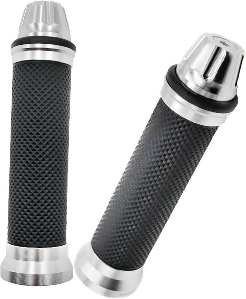 ハンドルグリップ 汎用 Φ 22.2mm 左右セット アルミ CNC カスタムパーツ オートバイ バイク (シルバー, 140mm)