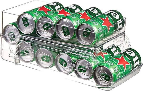ホリックの缶ストッカー 缶ホルダー 缶収納ラック 冷蔵庫収納 350ml缶 9本対応 ビール缶収納 冷蔵庫整理 省スペース缶ラック 飲み物(クリア, 350mLサイズ)|詳細画像