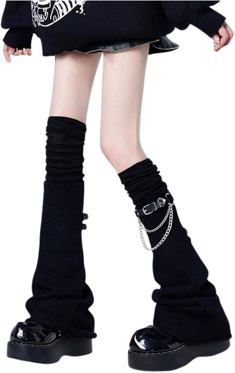 Y2K レッグウォーマー 地雷系 ベルト チェーン付き 厚底靴 韓国ファッション 原宿系 双子コーデ サブカ..