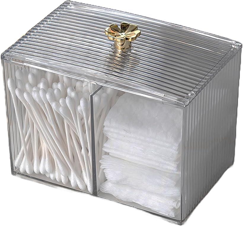 25年版 コットンケース 綿棒入れ 収納 コスメ 高級仕様 1個 プラスチック 小物入れ 透明 (クリア)