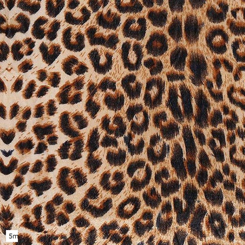 ヒョウ 柄 ベロア 生地 動物 レオパード 約幅1.5m 裁断済み 1way (ヒョウ, 5m)