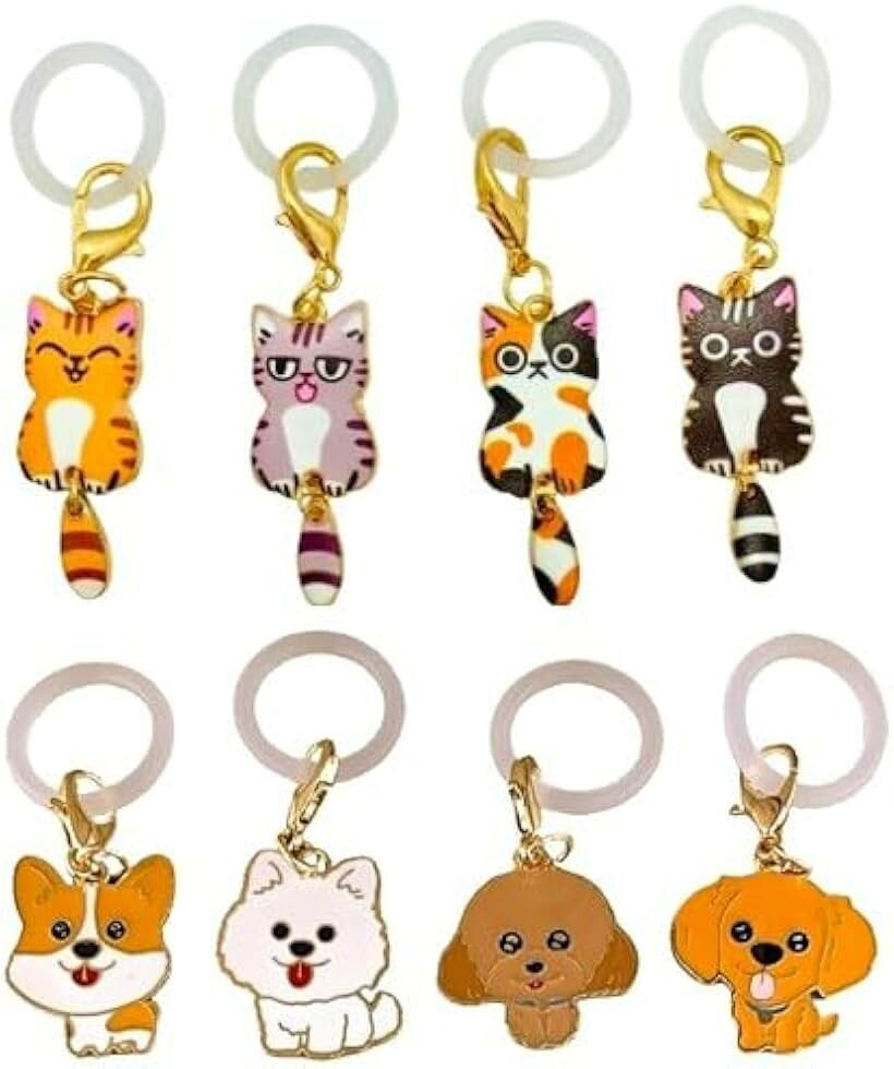 目印 アクセサリー アンブレラ チャーム 傘 マーカー 傘につけるチャーム (猫＆犬　8つセット, 小)