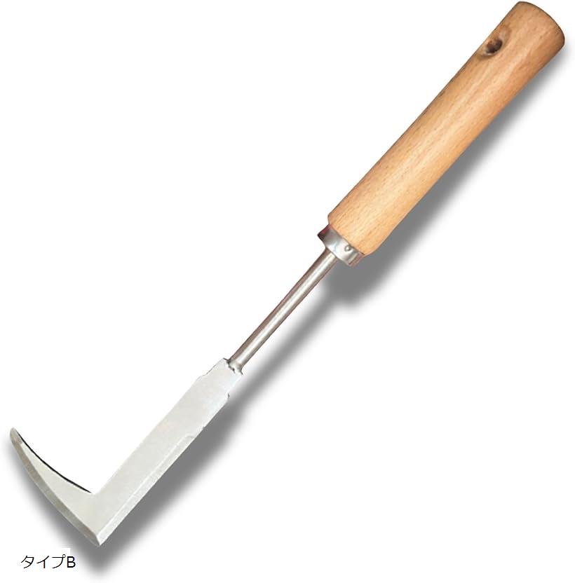 良品ラボ 草むしり道具 草取り道具 雑草取り 雑草抜き ガーデニング 園芸 用品 ステンレス 1個 (シルバー, タイプB)