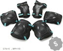 プロテクター スケートボード インラインスケート ローラースケート スケボー 自転車 サポーター 保護パッド 防具 子供 大人 キッズ ジュニア 膝 肘 手首 6点セット(「ブルー」, 「Sサイズ」)