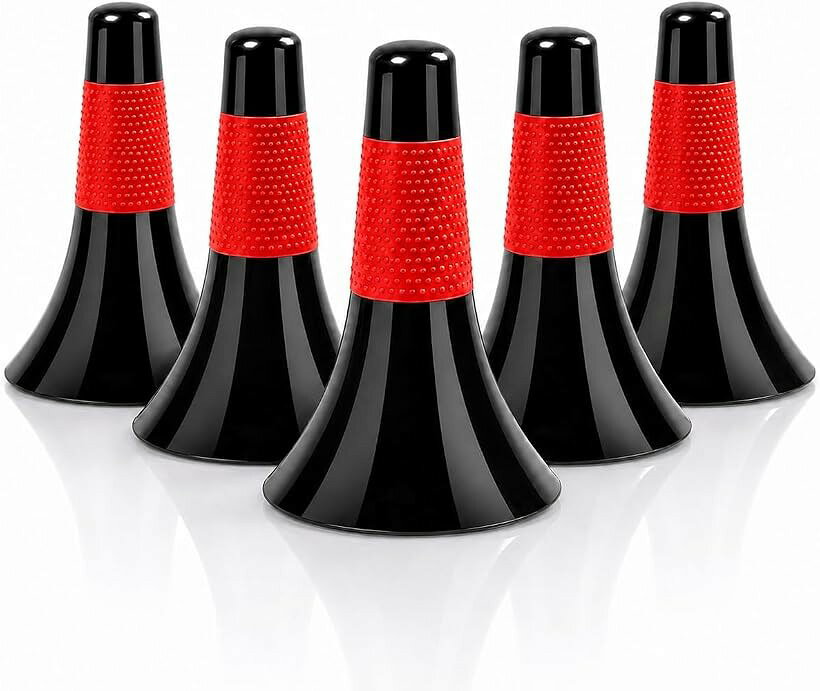 リップコーン 三角 練習用 トレーニング用 スケボー ローラーブレード バスケ サッカー ハンドボール 倒れにくい 重ね保管 PP素材 5個セット (「レッド」)