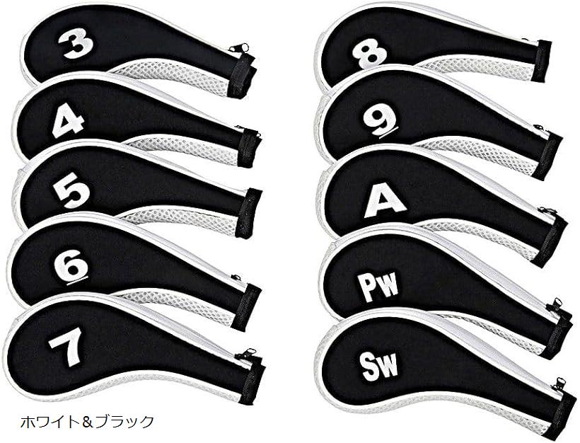 バリエーションコード : 2bu4t5qw6o商品コード2bu4t5qw6o商品名ゴルフ アイアンカバー 10個セット ヘッドカバー 番手プリント入り ファスナー付き ロングネック仕様 クラブ保護 耐久 おしゃれ シンプルデザインブランドgrooblueカラーホワイト＆ブラック「クラブをしっかり保護するロングネック設計」 このアイアンカバーは、ロングネックデザインでクラブヘッドからネック部分までしっかり保護します。移動中の衝撃や擦れから大切なクラブを守り、傷や汚れを防止。耐久性のある素材を使用し、長期間の使用にも耐えます。ゴルフバッグ内でのクラブ同士の接触を防ぎ、クラブの寿命を延ばします。ファスナー付きで着脱も簡単。ゴルフ愛好者にとって必須のアイテムです。「番手プリントでクラブの識別が容易」各カバーに大きく明確な番手プリントが施されており、プレー中のクラブ選択がスムーズに行えます。視認性が高く、クラブの取り違えを防止。特にラウンド中のテンポを重視するゴルファーに最適です。また、シンプルでスタイリッシュなデザインは、ゴルフバッグの見た目を引き締め、プレーヤーの個性を演出します。「ファスナー付きで着脱が簡単」各カバーにはファスナーが付いており、クラブへの装着や取り外しがスムーズに行えます。プレー中のクラブ交換時にも手間取らず、スピーディーな対応が可能。また、ファスナーによりカバーがしっかりと固定され、移動中に外れる心配もありません。機能性と利便性を兼ね備えた設計です。「10個セットでアイアンをフルカバー」このセットには10個のアイアンカバーが含まれており、3番から9番、PW、AW、SWなど、主要なアイアンをすべてカバーできます。統一感のあるデザインで、ゴルフバッグ内が整然とし、見た目も美しくなります。また、セットでの購入によりコストパフォーマンスも高く、初心者から上級者まで幅広くおすすめできます。「耐久性と防水性に優れた素材」高品質な素材を使用しており、耐久性と防水性に優れています。雨天時や湿度の高い環境でもクラブをしっかりと保護。また、汚れが付きにくく、お手入れも簡単です。長期間の使用でも色褪せや劣化が少なく、常に清潔で美しい状態を保てます。機能性と美観を兼ね備えたアイテムです。※ 他ネットショップでも併売しているため、ご注文後に在庫切れとなる場合があります。予めご了承ください。※ 品薄または希少等の理由により、参考価格よりも高い価格で販売されている場合があります。ご注文の際には必ず販売価格をご確認ください。※ 沖縄県、離島または一部地域の場合、別途送料の負担をお願いする場合があります。予めご了承ください。※ お使いのモニタにより写真の色が実際の商品の色と異なる場合や、イメージに差異が生じることがあります。予めご了承ください。※ 商品の詳細（カラー・数量・サイズ 等）については、ページ内の商品説明をご確認のうえ、ご注文ください。※ モバイル版・スマホ版ページでは、お使いの端末によっては一部の情報が表示されないことがあります。すべての記載情報をご確認するには、PC版ページをご覧ください。