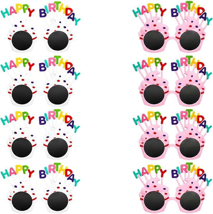 パーティーメガネ 誕生日 おもしろメガネ フォトプロップス 小道具 撮影 イベント パーティーグッズ (ピンク, 約20.2x19.6x4.8cm)