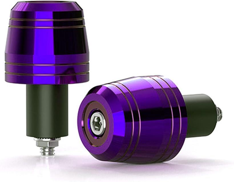 バイク バーエンド グリップエンド ヘビーウェイト 片側 173g ステンレス製 汎用 2個入り (チタニウムブルー, 内径16～18mm用)