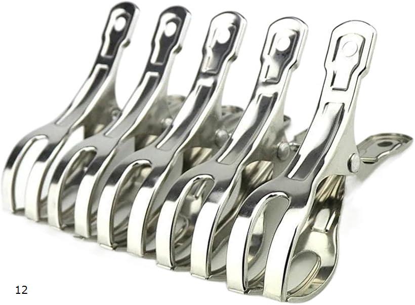 洗濯バサミ ステンレス 洗濯ばさみ 強力 大口サイズ 防風 布団 竿ばさみ ピンチ 物干し (シルバー, 中..