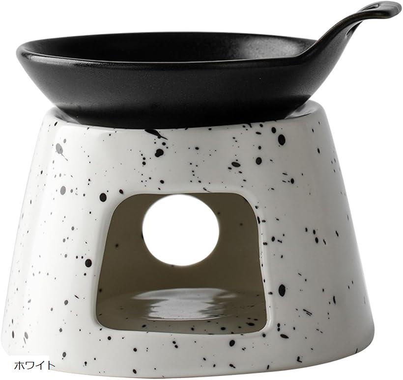 アロマポット 陶器 おしゃれ オイル キャンドル ホルダー バーナー ディフューザー 容器 皿 アロマ炉 香炉 ろうそく インテリア リラックス 空間作り (ホワイト, 土台：約直径8.3cm x 高さ7cm /)
