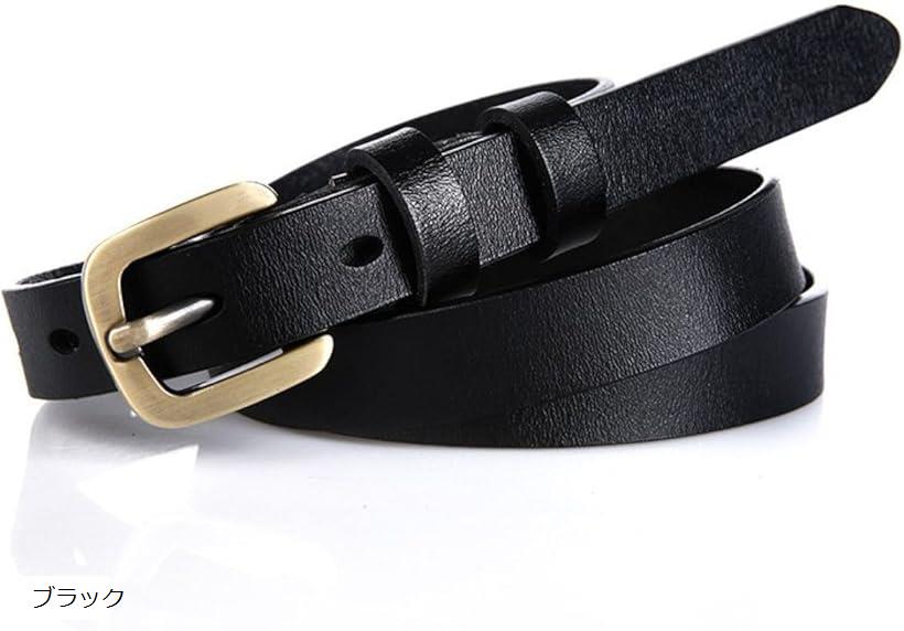 レディース ベルト 本革 細め 牛革 レザー シンプル＆上品 カジュアル・ビジネス両用 スーツ ワンピー..