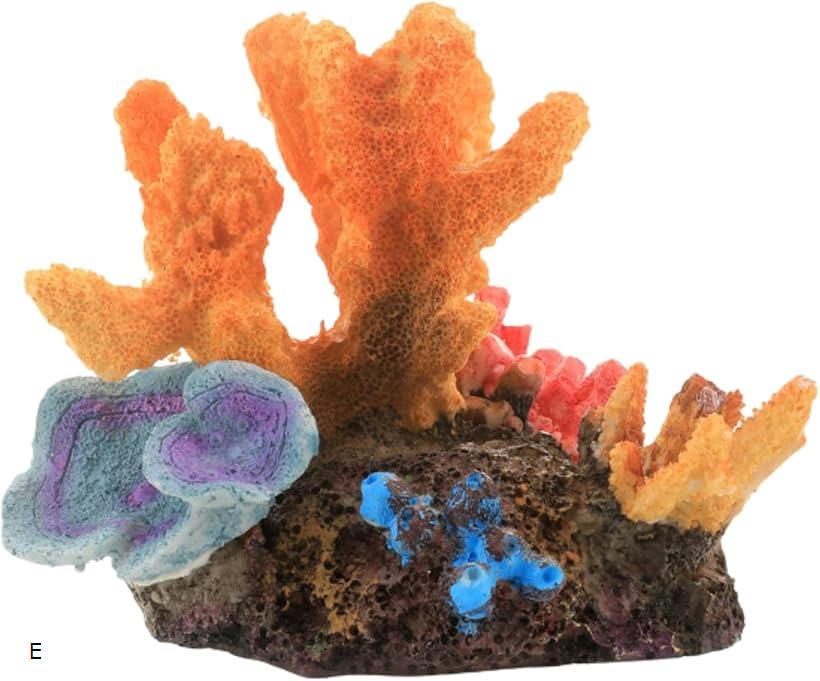 アクアリウム サンゴ 珊瑚 人工 水槽 礁 オブジェ 置物 飾り オーナメント 装飾 水槽用 レイアウト(サンゴ(E), 12x7x9.5cm)