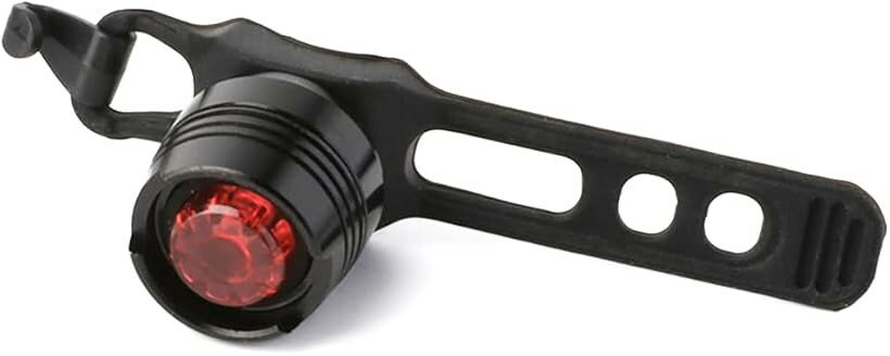 自転車 テールライト 電池式 ロードバイク リアライト ヘルメット 軽量 電池別売 電池2枚式 (黒本体， 赤灯)