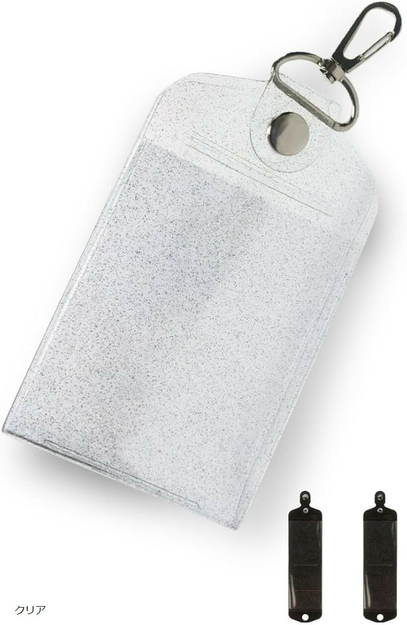 チェキホルダー 推し活 韓国 キーホルダー ケース 透明 ラメ 防水 4ポケット フック付 (クリア)