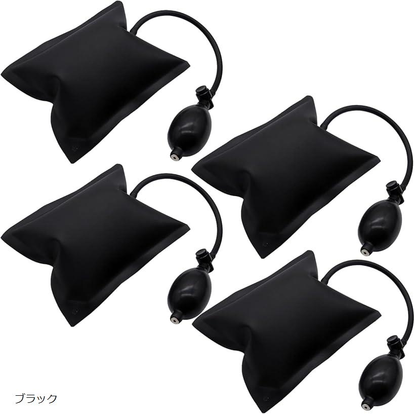 エアーウエッジ エアージャッキ ジャッキアップ 工具 200kg対応 4個セット (ブラック)