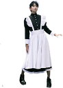 メイド服 コスチューム 仮装 衣装 女装 ロング 丈 ハロウィン イベント パーティー(ブラック/ホワイト, L)