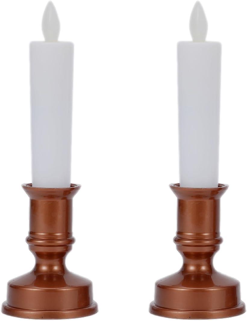 仏前ろうそく 仏壇用ledろうそく 電気ロウソク 炎ゆらぎ 蝋燭 電池式ろうそく 仏具 ローソク 燭台 キャンドル 2本セット (ゴールドブラウン)