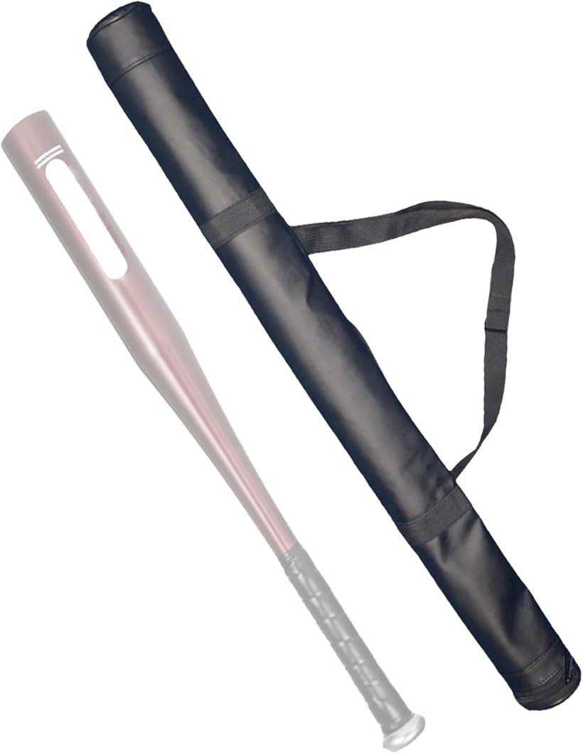 バットケース ジュニア用 少年野球 ソフトボール バット袋 収納バッグ PUレザー 81cm (ブラック, 81x6x..