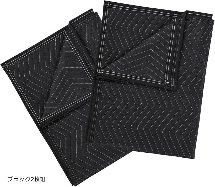 養生 クッションマット 120cmx180cm 引っ越し 緩衝材 傷防止 汚れ防止 2枚組 ブルー2枚組 (ブラック2枚..
