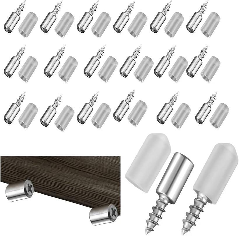 棚ダボ ネジ式 20個 シェルフサポートピン 金属製 (シルバー)