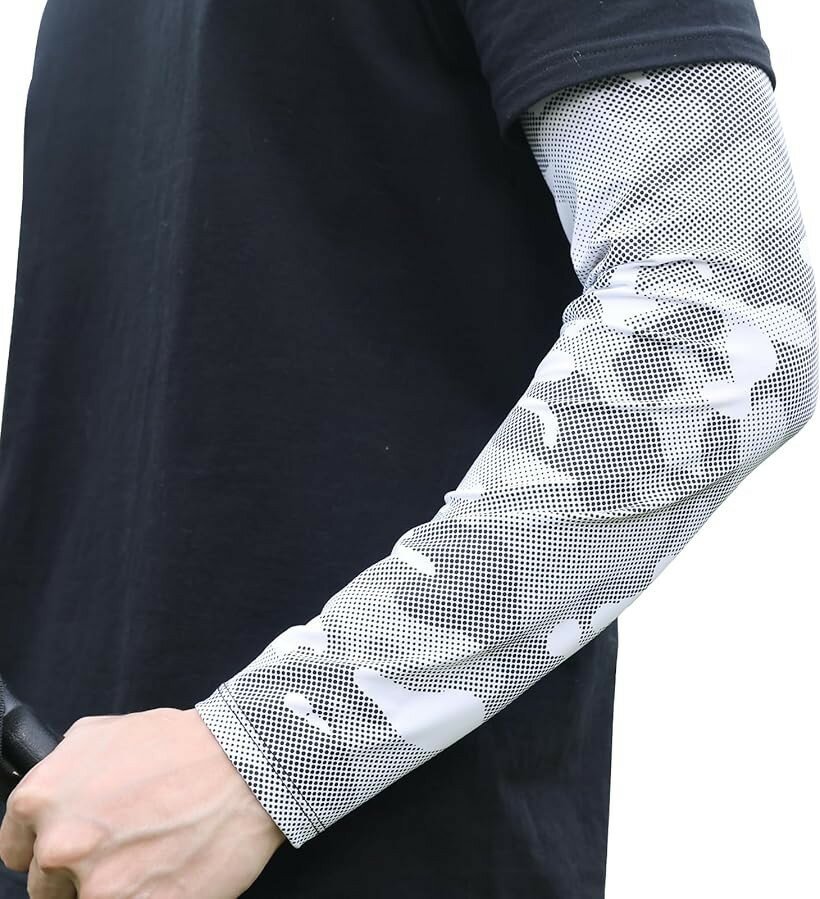 バリエーションコード : 2brqt1883d商品コード2brqtstp98商品名アームカバー メンズ 冷感 ゆったりサイズ感 ベタつかない uvカットアームカバー UPF50+ 滑り止め 夏 ひんやり 日焼け防止 腕カバー ゴルフ 野球 登山 ランニング 釣りアームスリーブ 両腕2枚入りブランドCUBATTYカラー迷彩白サイズ等XL「素材構成」 92％ポリエステル+8％スパンデックスの高弾力繊維、接触冷感、UVカット率99%以上、伸縮性と通気性優れ、ゆったりとした作りで、肌にベタつかず快適に着用できるアームカバー、左右2枚セット。定番タイプと指かけタイプ選択できます。「サイズ」M、L、XL、XXL；「カラー」ブラック、ホワイト、グレー、迷彩グレー、迷彩ホワイト。「適用対象」男性向けのゆったりデザインですが、締め付け感が苦手な女性にもおすすめです。「ゆったり設計でベタつかない」“締め付け感が苦手”という方にこそおすすめしたい、ゆったりとした設計のアームカバー。肌に密着しすぎない絶妙なシルエットを実現しながらも、ズレ落ちを防ぐ適度なフィット感を両立。さらに、汗をかいても肌にまとわりつきにくく、ベタつきを抑える仕上がりで、快適な着用感が長時間持続します。「接触冷感でひんやり涼しい＆UPF50+ 紫外線対策は万全」このアームカバーは、肌に触れた瞬間からひんやりと感じる接触冷感素材を採用。真夏の炎天下や屋外での長時間作業でも、腕まわりを快適な温度にキープします。業界基準の高いUPF50+を実現し、強い日差しからお肌をしっかり守り、ゴルフや釣り、登山など長時間の屋外活動でも安心してご使用いただけます。UV対策に欠かせないアームカバーです。「ストレッチ性抜群＆滑り止め付きでズレない」高いストレッチ性を持つ素材を採用しているため、腕の動きにしっかりと追従。どんなに動き回ってもストレスを感じません。さらに、アームカバー二の腕部分には滑り止めシリコン加工を施しているため、激しい運動や作業中でもくるっと回ったりずり落ちたりする心配がありません。ランニングや自転車、野球など、動きの多いシーンに最適です。「マルチシーンで活躍する万能アームカバー」ゴルフや野球、釣りといったスポーツシーンはもちろん、登山やトレッキング、ランニング、自転車、サイクリングなどのアウトドアアクティビティにも対応。さらに、庭作業や現場での屋外作業など、幅広いシーンでご活用いただけます。男女問わず使いやすいデザインで、機能性と快適性を兼ね備えたアームカバーは、1つ持っていると何かと重宝するアイテムです。※ 他ネットショップでも併売しているため、ご注文後に在庫切れとなる場合があります。予めご了承ください。※ 品薄または希少等の理由により、参考価格よりも高い価格で販売されている場合があります。ご注文の際には必ず販売価格をご確認ください。※ 沖縄県、離島または一部地域の場合、別途送料の負担をお願いする場合があります。予めご了承ください。※ お使いのモニタにより写真の色が実際の商品の色と異なる場合や、イメージに差異が生じることがあります。予めご了承ください。※ 商品の詳細（カラー・数量・サイズ 等）については、ページ内の商品説明をご確認のうえ、ご注文ください。※ モバイル版・スマホ版ページでは、お使いの端末によっては一部の情報が表示されないことがあります。すべての記載情報をご確認するには、PC版ページをご覧ください。