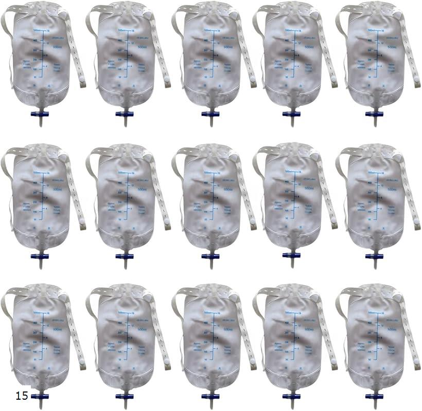 採尿パック 500ml 携帯トイレ 尿漏れ おしっこ (グレー, 15点セット)