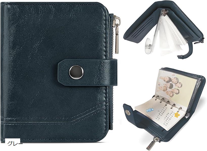 新型 手帳式 財布 レディース 二つ折り メンズ ビジネス手帳 推し活 写真 カード収納 小銭入れなし 可..