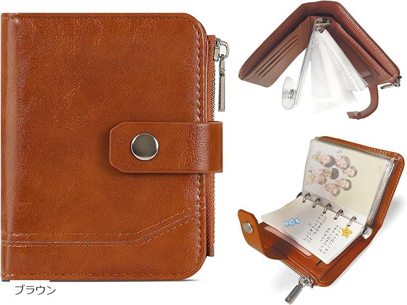 新型 手帳式 財布 レディース 二つ折り メンズ ビジネス手帳 推し活 写真 カード収納 小銭入れなし 可..