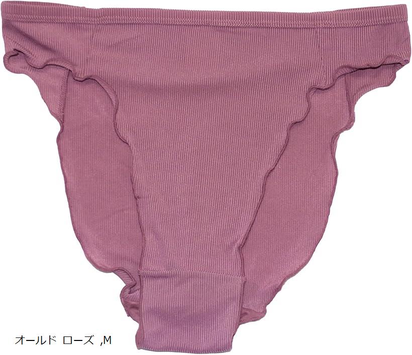 ふんどし ショーツ パンツ レディース 女性 無地 リブ (オールド ローズ, M)