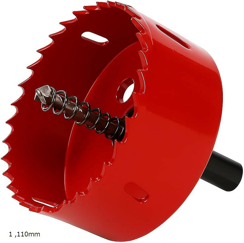 【楽天ランキング1位入賞】現役大工が推薦 バイメタル ホールソー ホルソー 穴あけ 切削 工具 (レッド, 110mm)