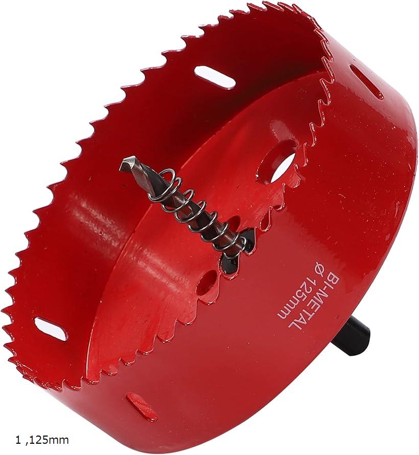 現役大工が推薦 バイメタル ホールソー ホルソー 穴あけ 切削 工具 (レッド, 125mm)