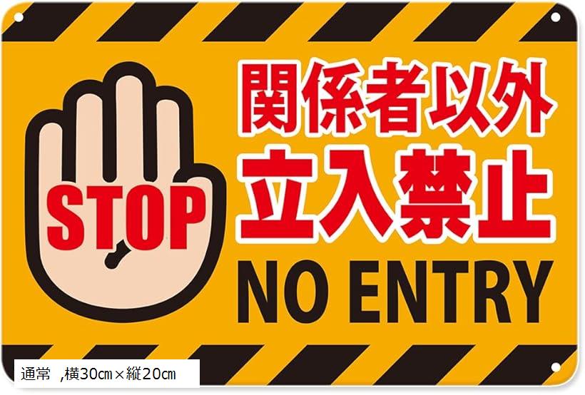 関係者以外立入禁止 ブリキ 看板 立ち入り禁止 プレート 私有地につき立ち入り禁止 ステッカー 標識 スタッフオンリー テープ 防犯カメラ作動中 (通常, 横30cmx縦20cm)
