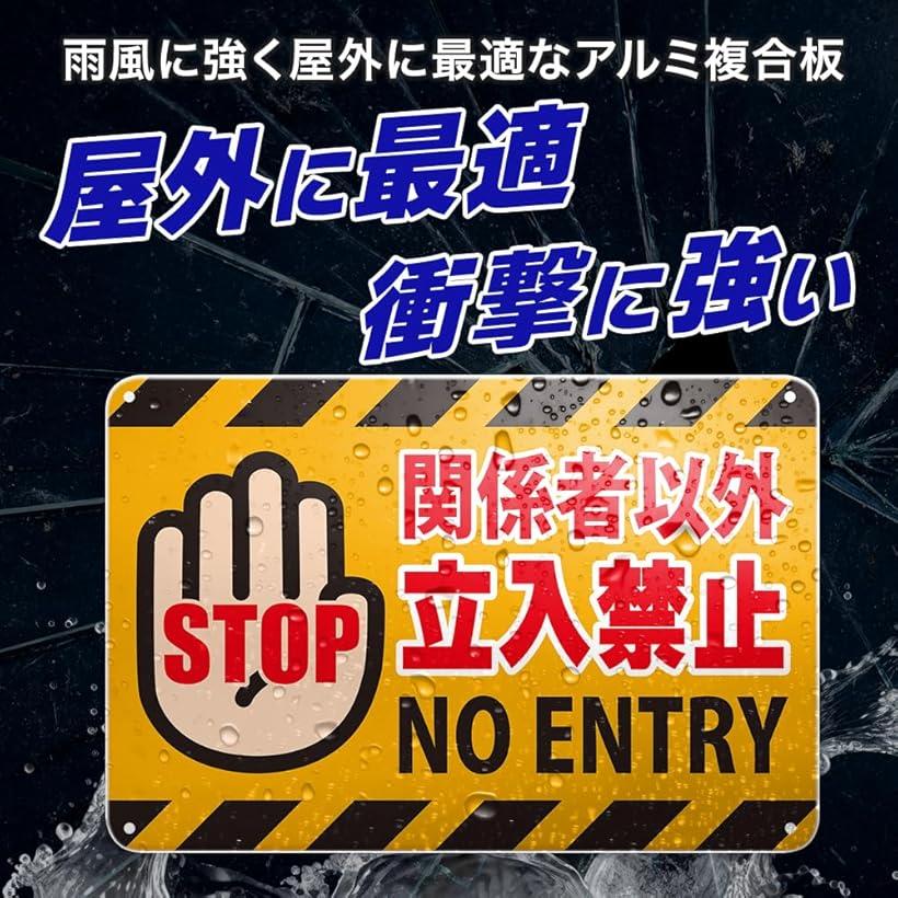 ホリックの関係者以外立入禁止 ブリキ 看板 立ち入り禁止 プレート 私有地につき立ち入り禁止 ステッカー 標識 スタッフオンリー テープ 防犯カメラ作動中 (通常, 横30cmx縦20cm)｜アングル2
