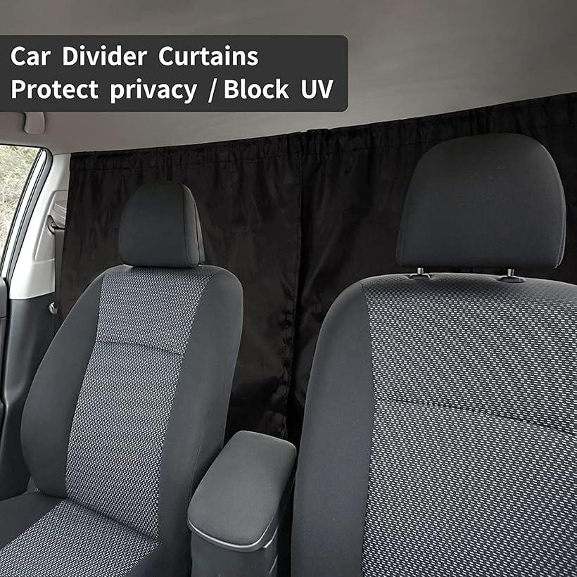 車用カーテン サンシェード プライバシー保護 間仕切り バックドア 遮光 断熱 UV対策(ブラック, 画像参照)
