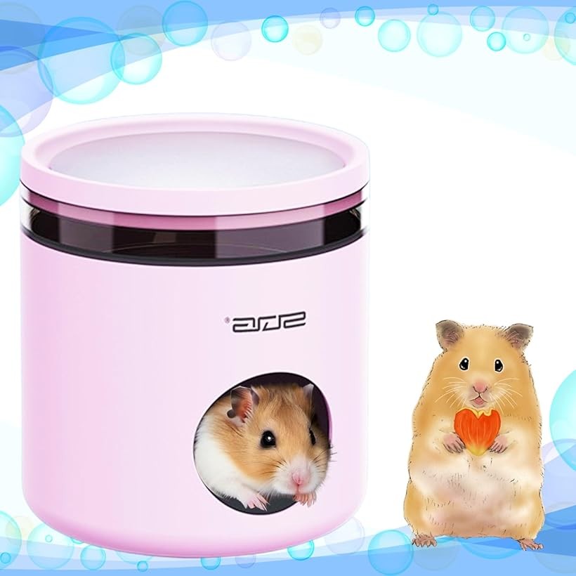 ハムスターハウス 夏用クールハウス 保冷材対応 隠れ家 小動物用 (ピンク, 長さ13cm、高さ14.5cm、幅13cm)