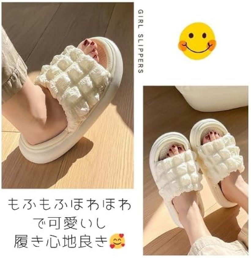 厚底スリッパ 室内 前開き リネン 麻素材 通気性 蒸れない いつでもサラサラ 素足 履き心地 気持ちいい もふもふほわほわ レディース (ホワイト, 23.0～23.5 cm) horiku-10274034 ホリック サンプル画像3