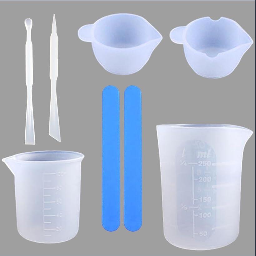 レジン工具セット レジン道具 キット 初心者スターター 両容量 計量カップ モールド シリコン 調色パレット 8点セット