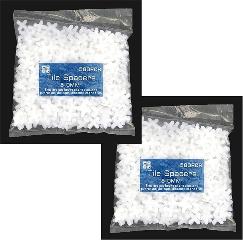 タイルスペーサー 5mm 十字型 目地 調整材 間隔調整パーツ 床 壁用 DIY施工 プロ用対応 (ナチュラル, 1..