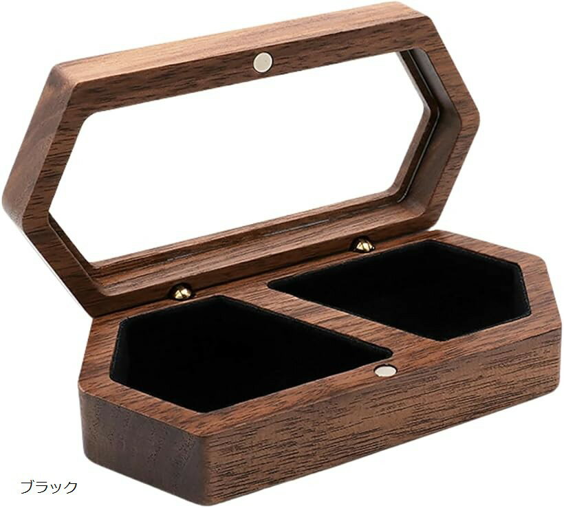 ペアリング 収納 ケース リングピロー 指輪置き 結婚指輪 箱 おしゃれ (ブラック)