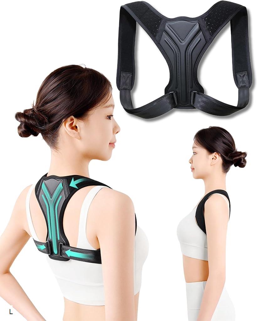 猫背補正ベルト 姿勢補正 3Dサポート 背筋補正ベルト 巻き肩 姿勢サポーター 薄型 軽量 通気性 男女兼用 (L)