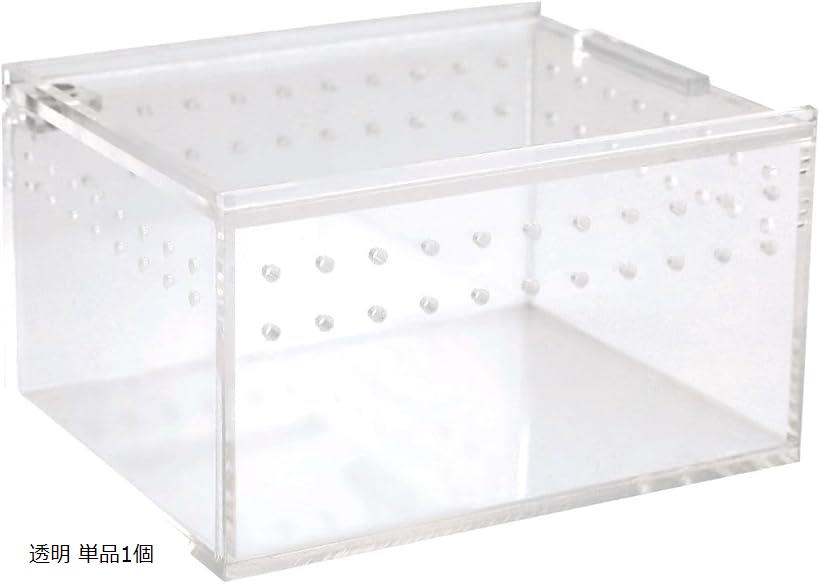 爬虫類 ケージ 透明 ボックス 虫かご 飼育 蛇 蜘蛛 亀 シェルター (透明 単品1個, 10x8.5x6cm)